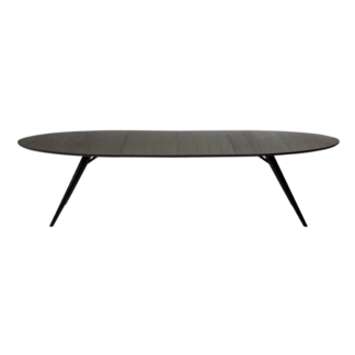 Eclipse bord gråbets ask ovalt 200-300cm svarta ben