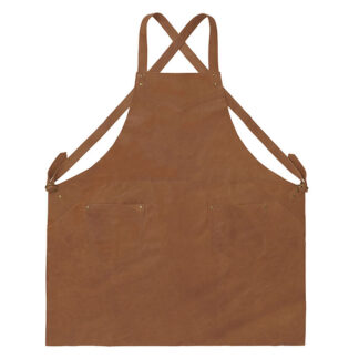 Bröstlappsförkläde brun i läder